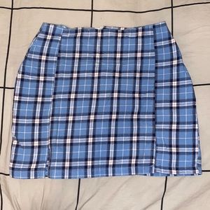 Plaid Blue Pencil Skirt